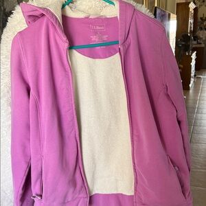 L.L. Bean Pink Hooded Sherpa-Lined Jacket